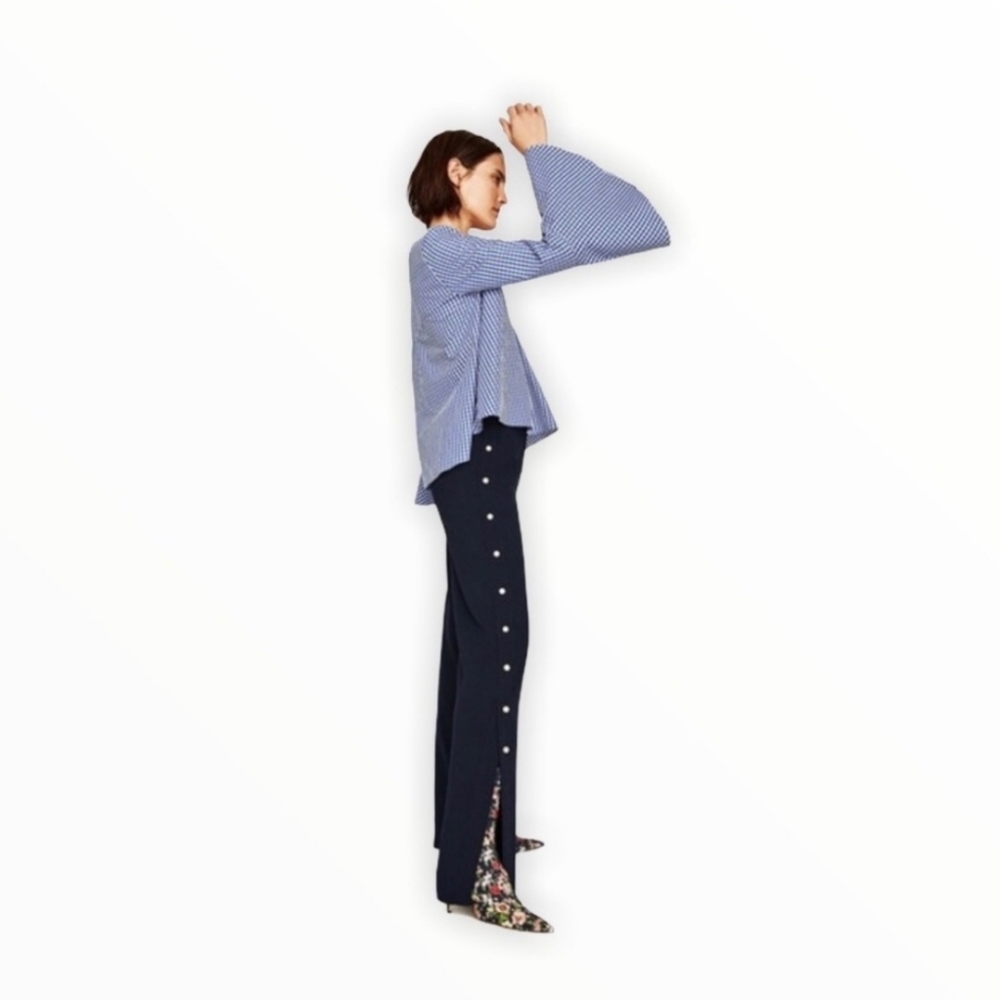 Zara high waist pearl detail trouser